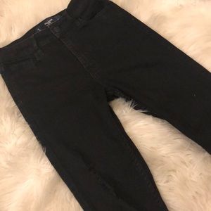 Black ripped jeans, cropped high waisted